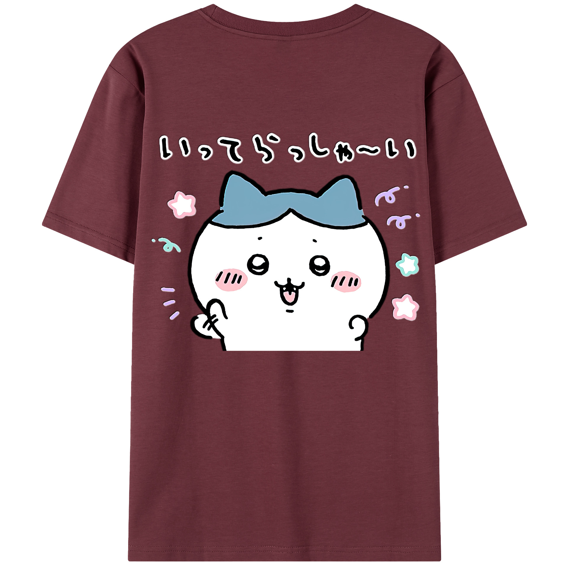 （画像用） ちいかわ ハチワレ Chii-kawa hachiware 綿100％半袖Tシャツ（背面プリント）